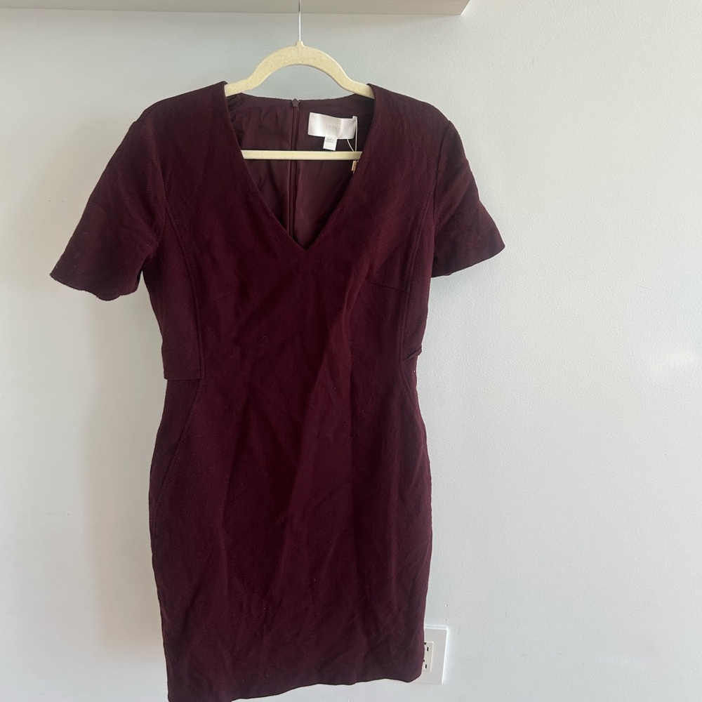 Hugo Boss Red V-Neck Sheath Mini Dress